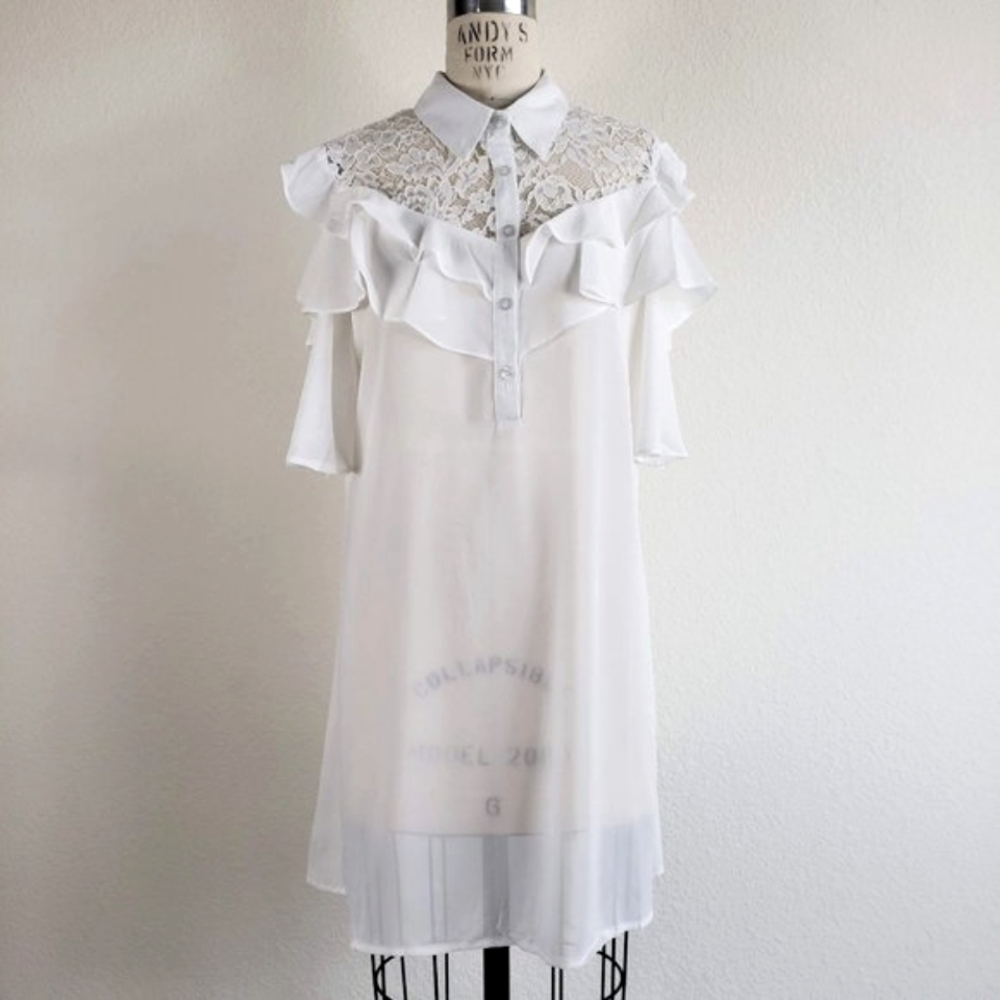 Lovely Lace Ruffle Tunic Top
